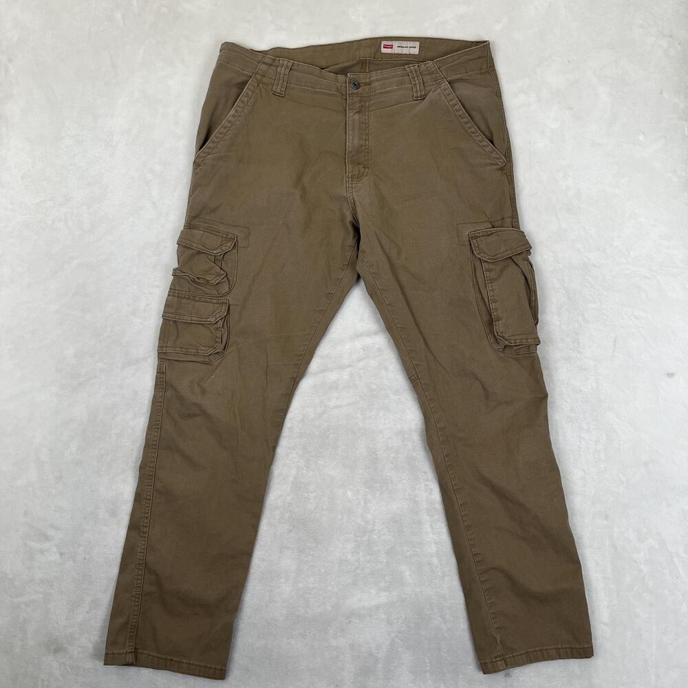Wrangler Cargo Pants Mens 34x30 Beige Regular Taper Canvas Utility Workwear